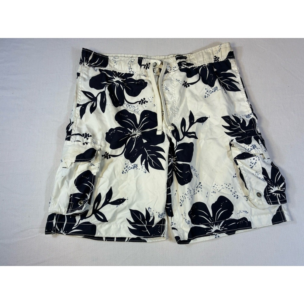 Vintage No Boundaries Mens Board Shorts M 32/34 Navy Hibiscus Floral Swim Trunks